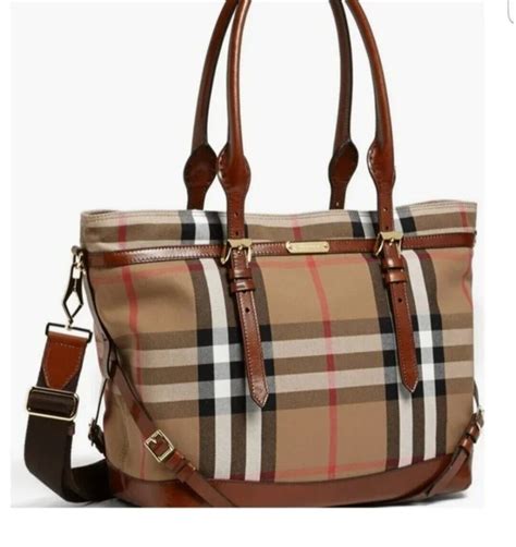 BURBERRY House Check Marta Diaper Bag Dark Tan